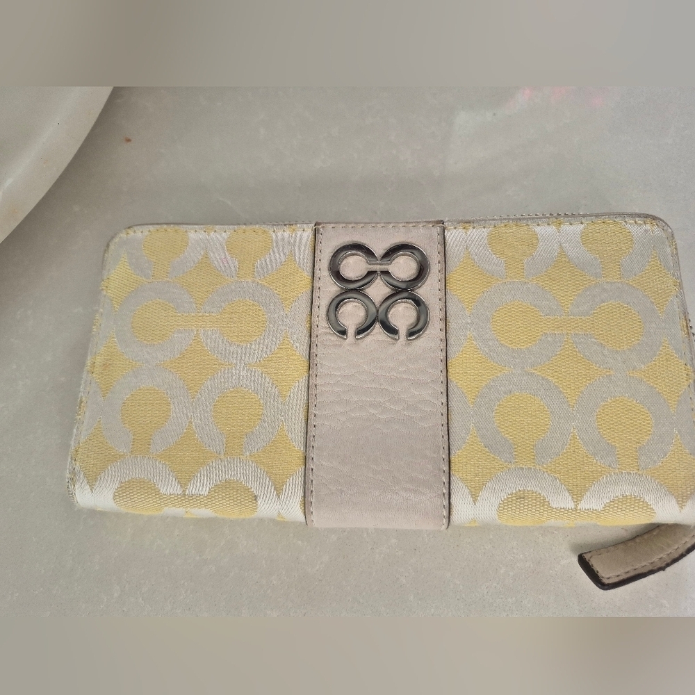 Coach Yellow and Cream Wallet